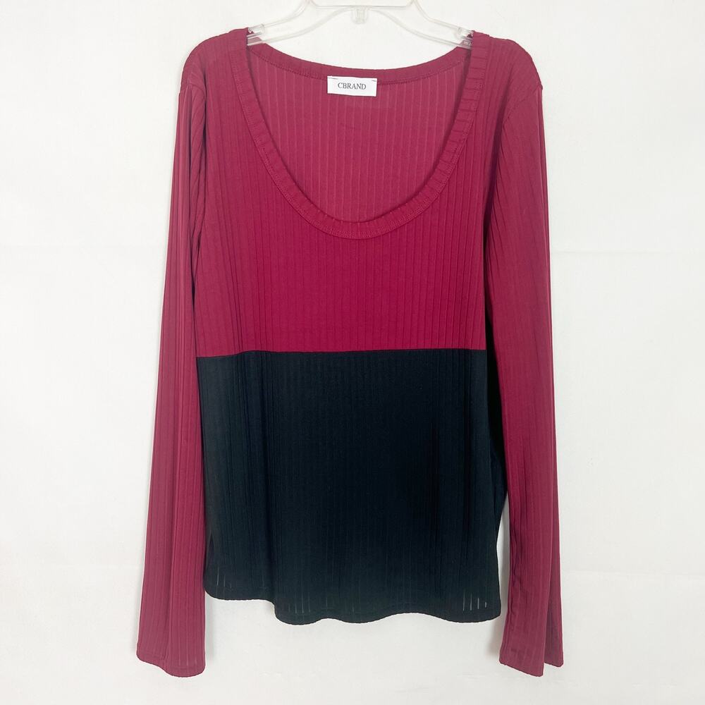 CBrand Colorblock Red Black Long Sleeve Top Size Large